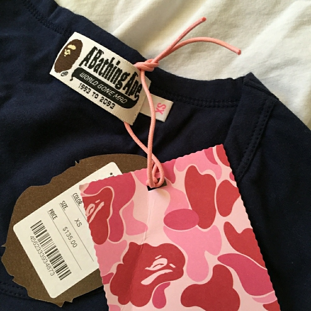 Navy Ladies long sleeve Bape Tee Extra Small